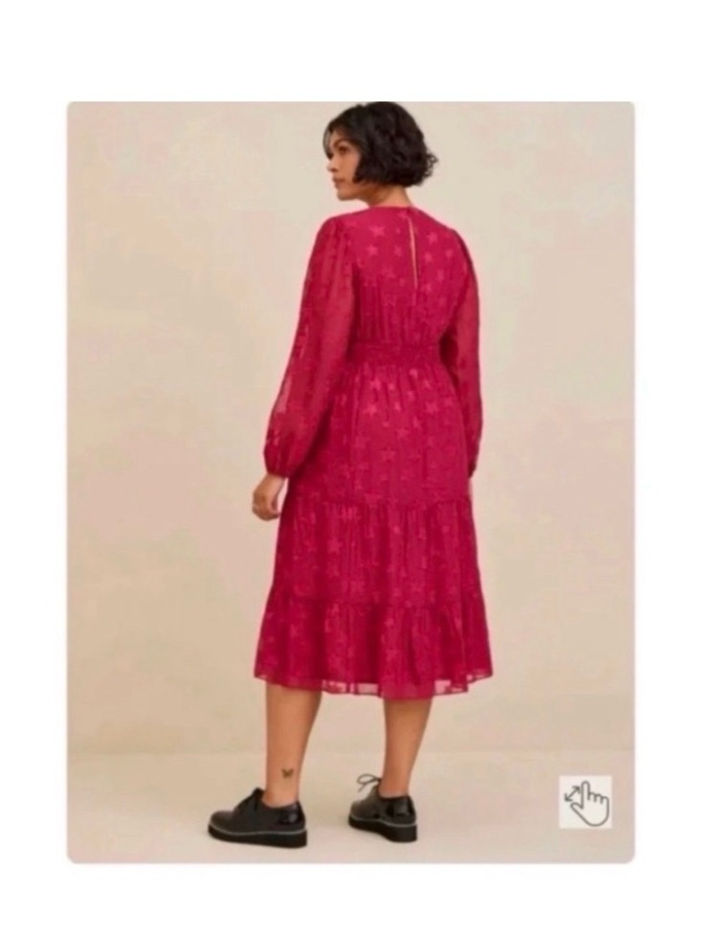TORRID Magenta Star Print Embroidered Midi Dress - Picture 5 of 9